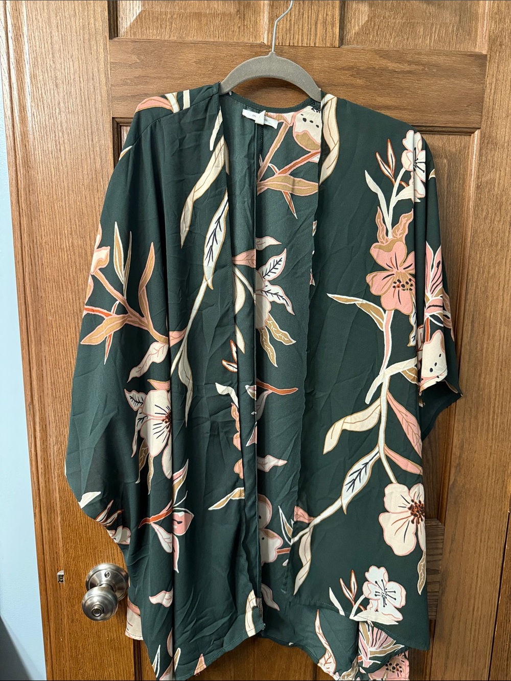Maurices Dark Green Floral Open Cardigan